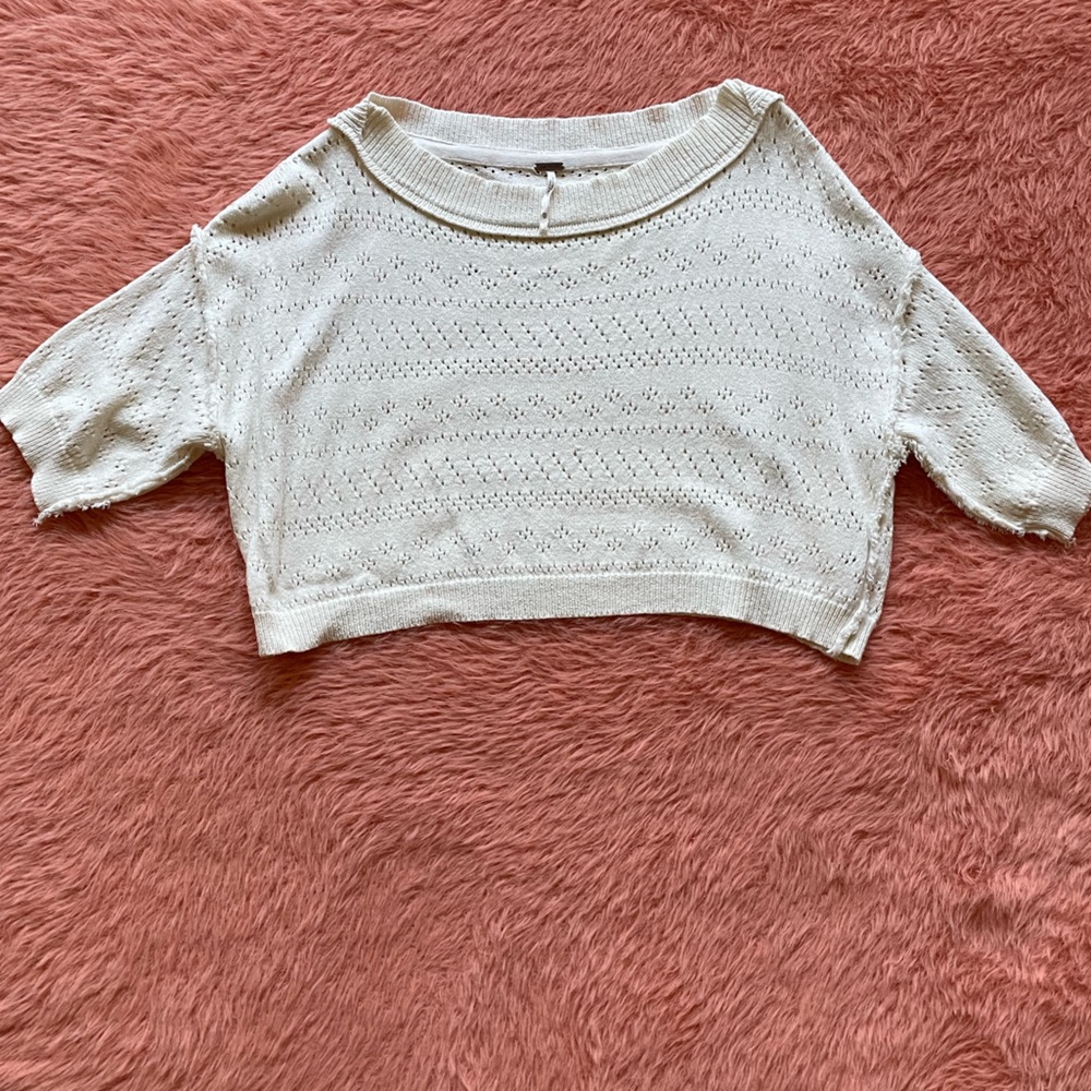 Free People Crop Sweater Cream XS